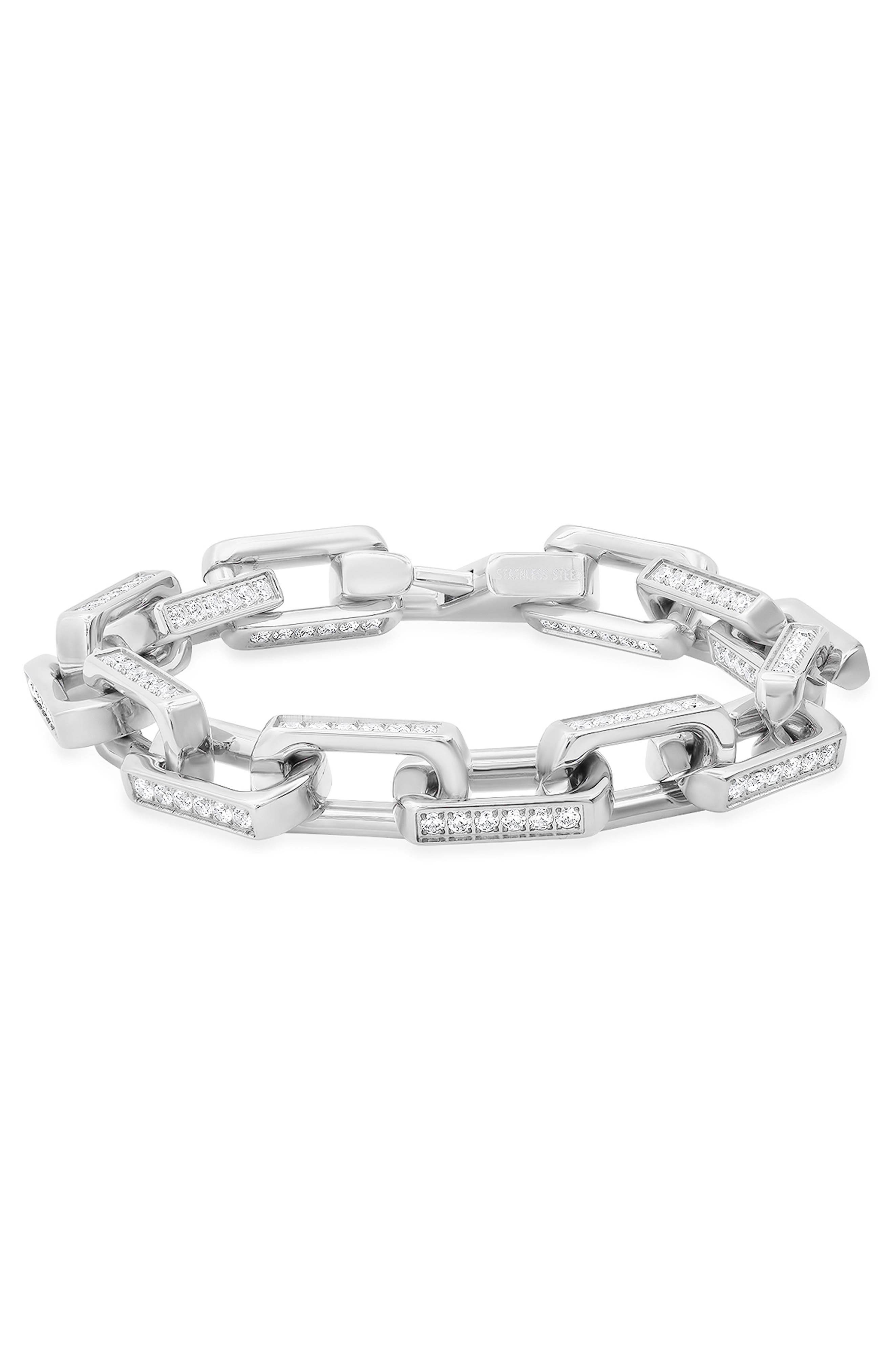 18k Gold Plated Stainless Steel Cubic Zirconia Chain Bracelet
