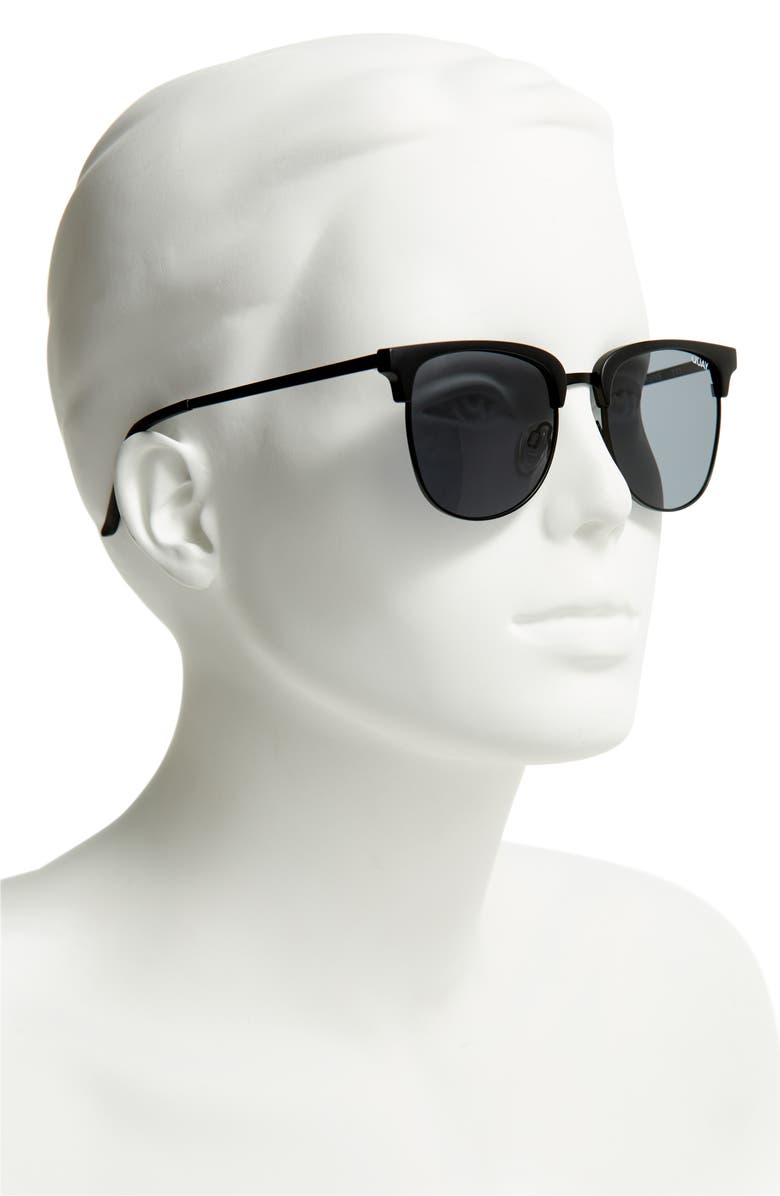 QUAY Australia x ARod 55mm Evasive Polarized Sunglasses, Alternate, color, Matte Black/ Smoke