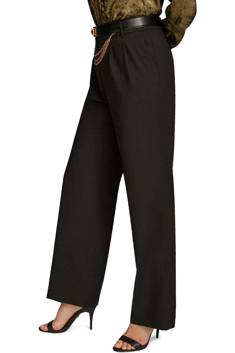 Chain Belt Wide Leg Pants, Alternate, color, BLACK