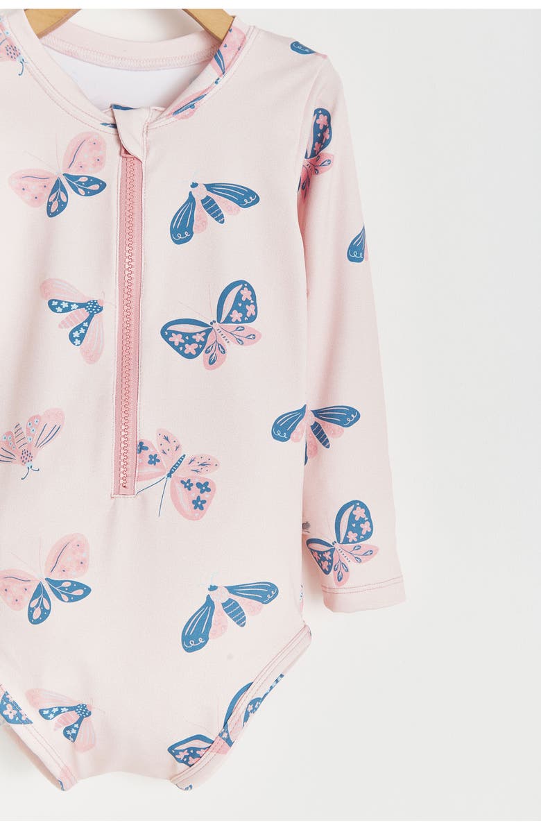 Babycottons Premium Quality Butterfly Long Sleeve 1-Piece Rashguard for Infant, Alternate, color, Pink