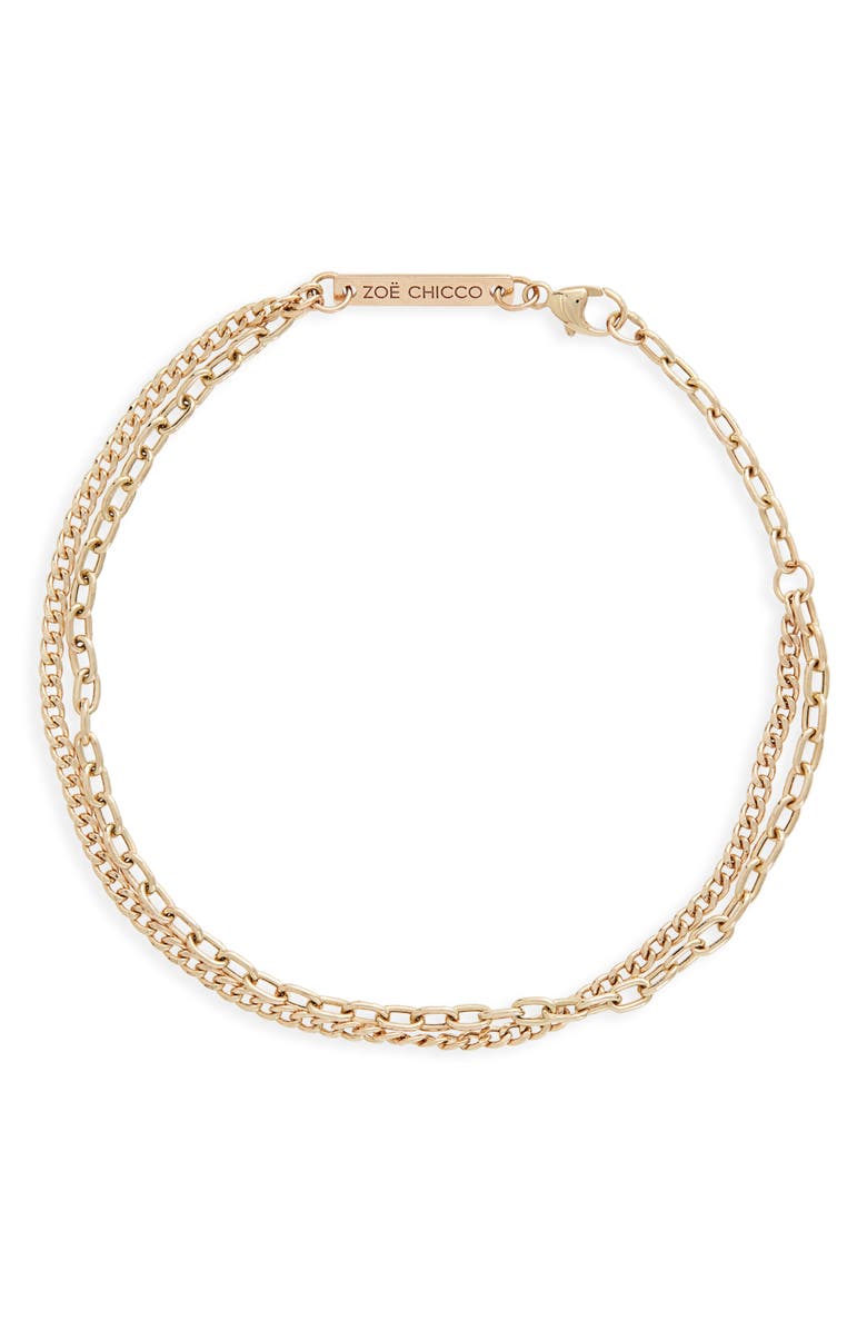 Zoë Chicco Double Chain Bracelet, Main, color, Yellow Gold