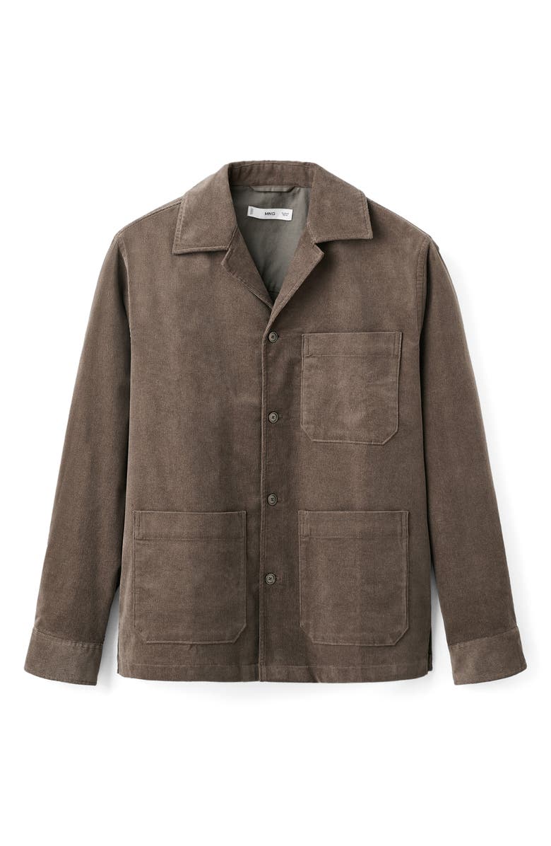 MANGO Regular Fit Corduroy Overshirt, Alternate, color, Mink Grey