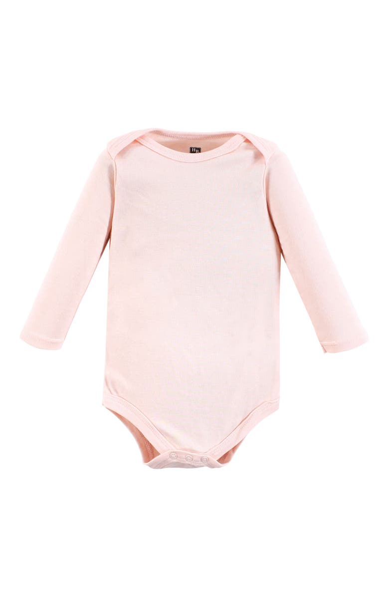 Hudson Baby Soft Cotton Long-Sleeve Bodysuits 7-Piece Value Pack, Alternate, color, Cinnamon Pink Prints 7-Pack