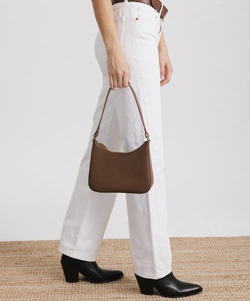 Gigi Pip Lyra Classic Genuine Leather Handbag In Chocolate