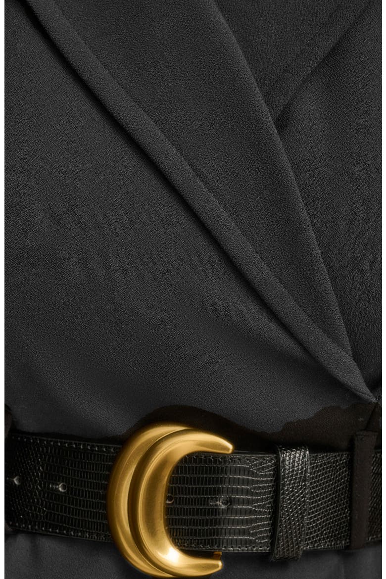 Belted Faux Wrap Sheath Dress, Alternate, color, BLACK