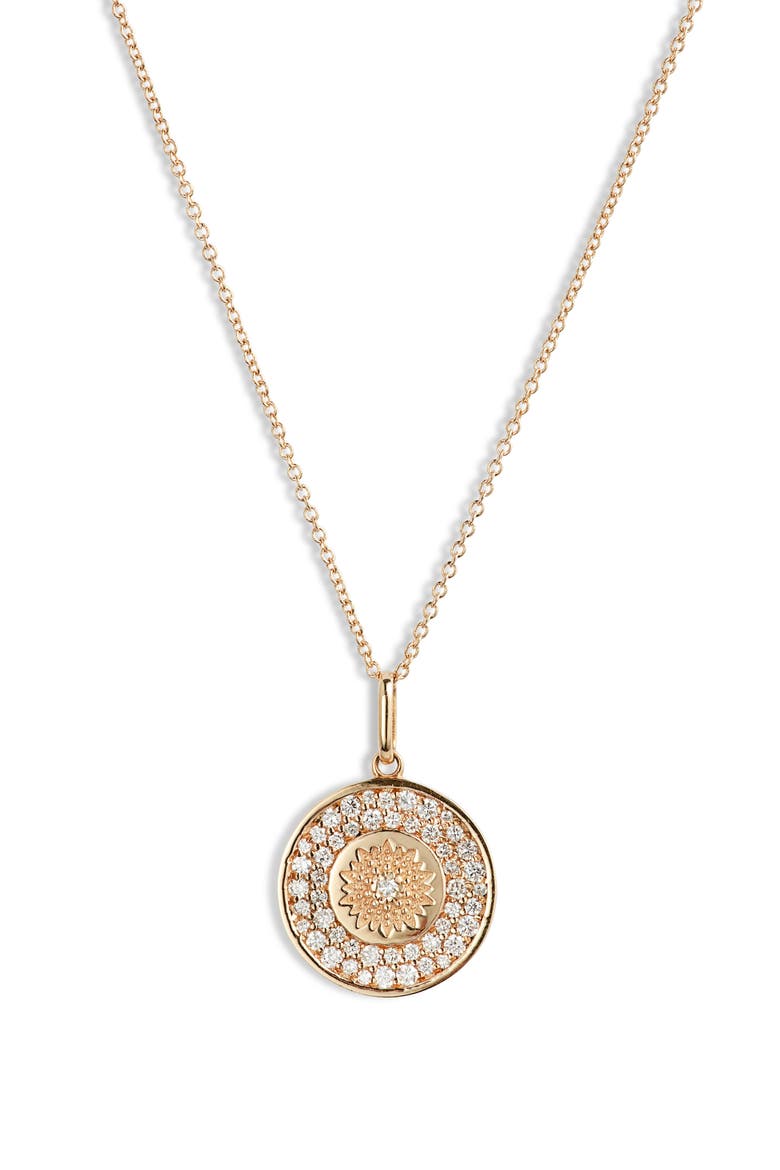 Classique Mini Milly Diamond Medallion Necklace, Main, color, YELLOW GOLD