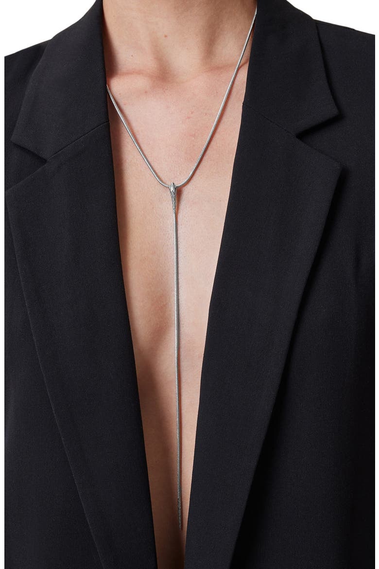 Serpent Y-Drop Necklace, Alternate, color, WARM SILVER