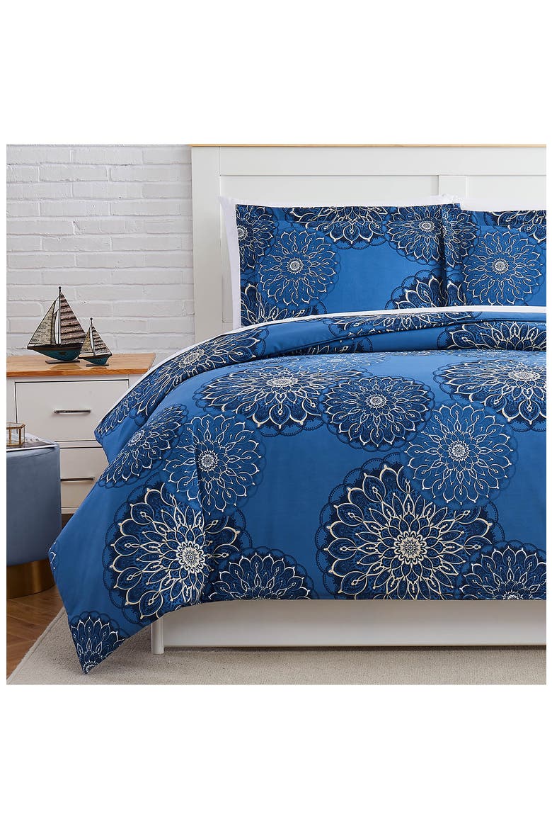 Luxury Collection 300 Thread-Count Percale Long Staple 100% Cotton Oversized Duvet Cover Set, Alternate, color, BLUE