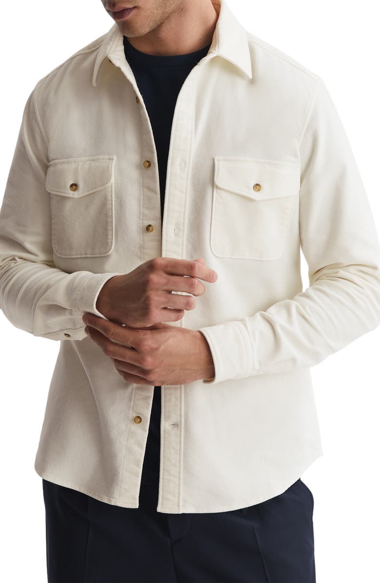 Reiss Cialini Stretch Cotton Twill Button-Up Shirt, Main, color, 