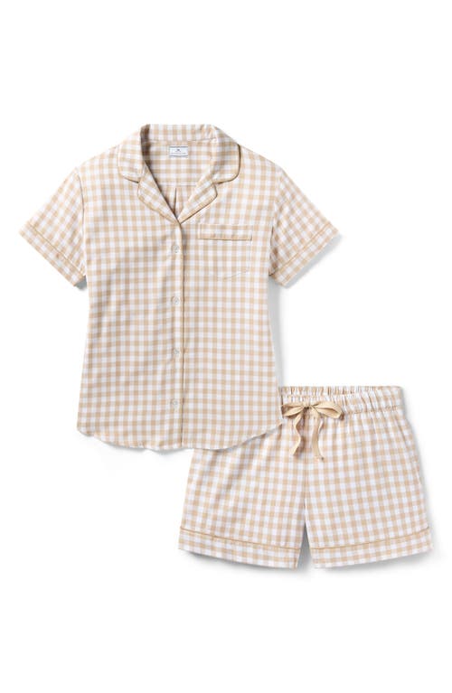 Petite Plume Gingham Cotton Short Pajamas In Neutral