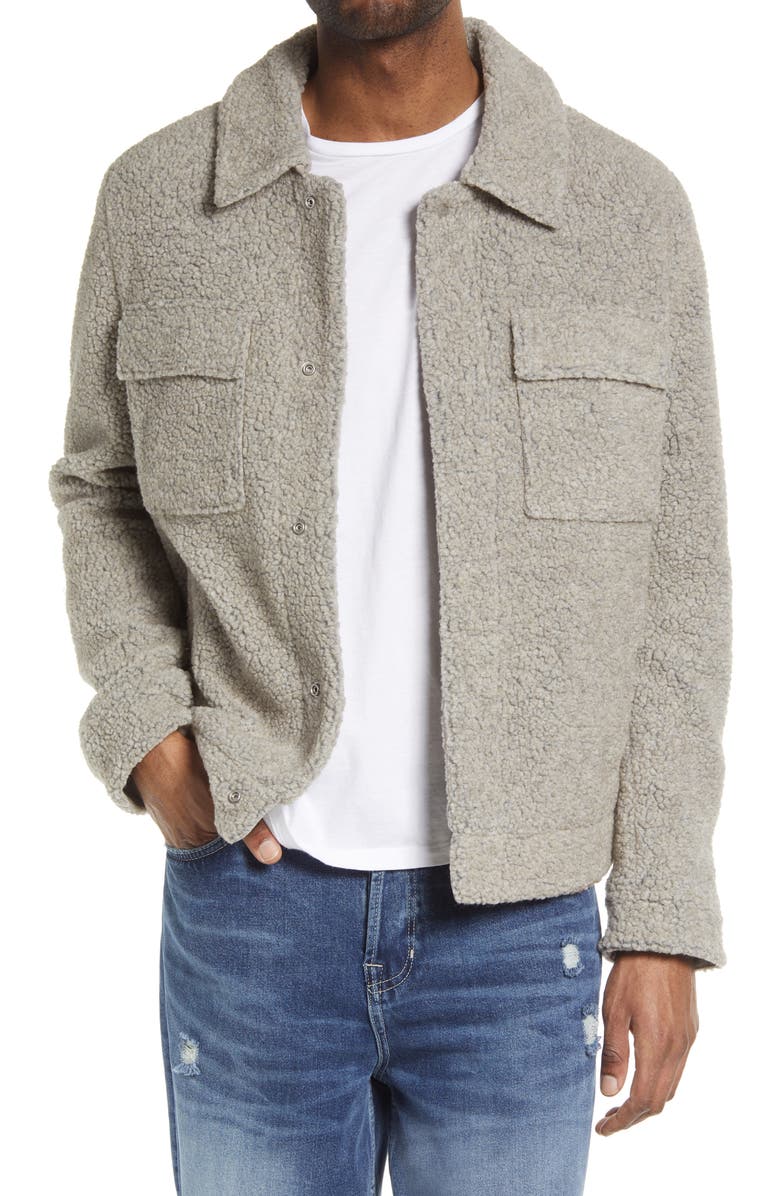 AllSaints Asama Fleece Button-Up Shirt Jacket, Main, color, 