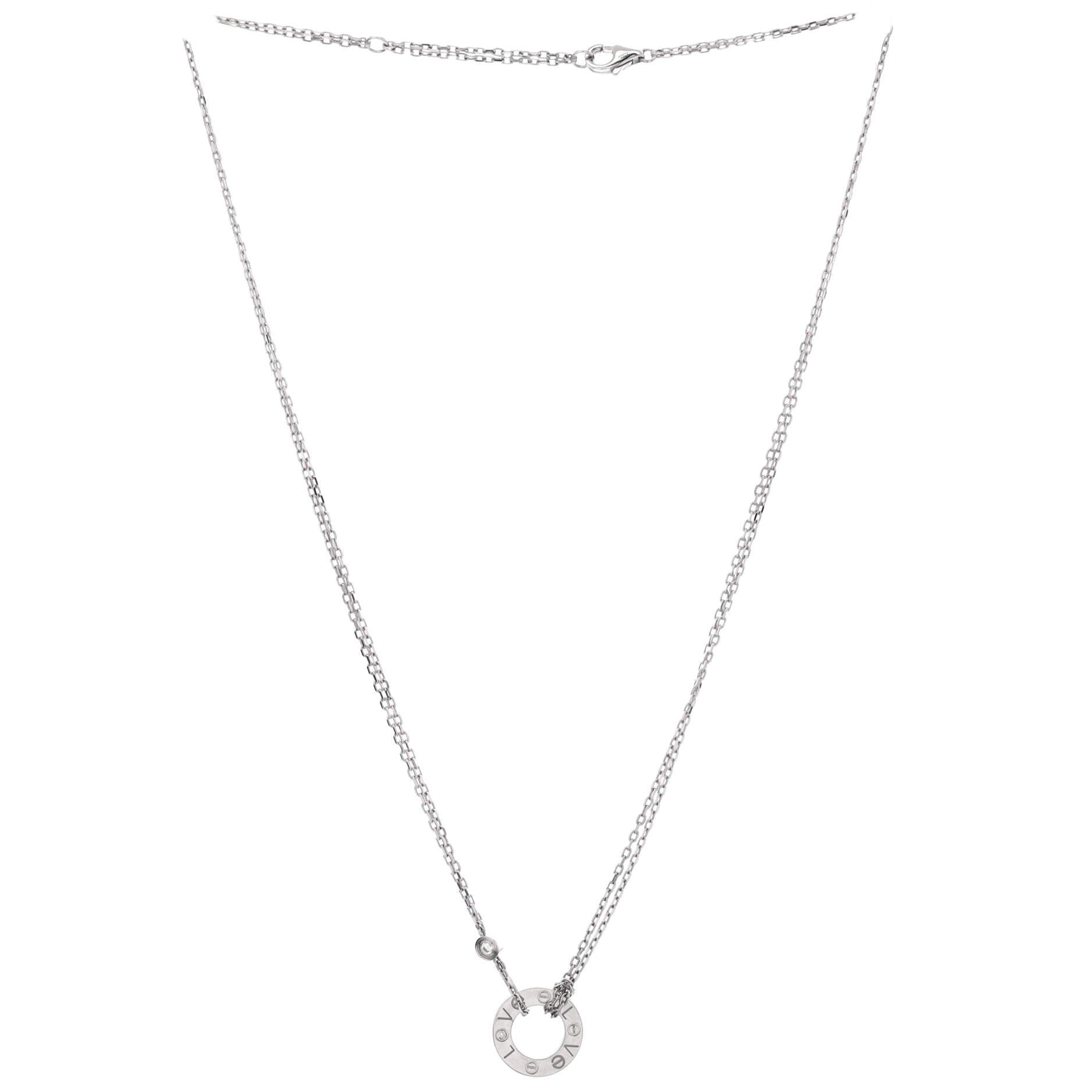 2 Diamonds Love Pendant Necklace 18K White Gold with Diamonds, Alternate, color, Metallic Gold