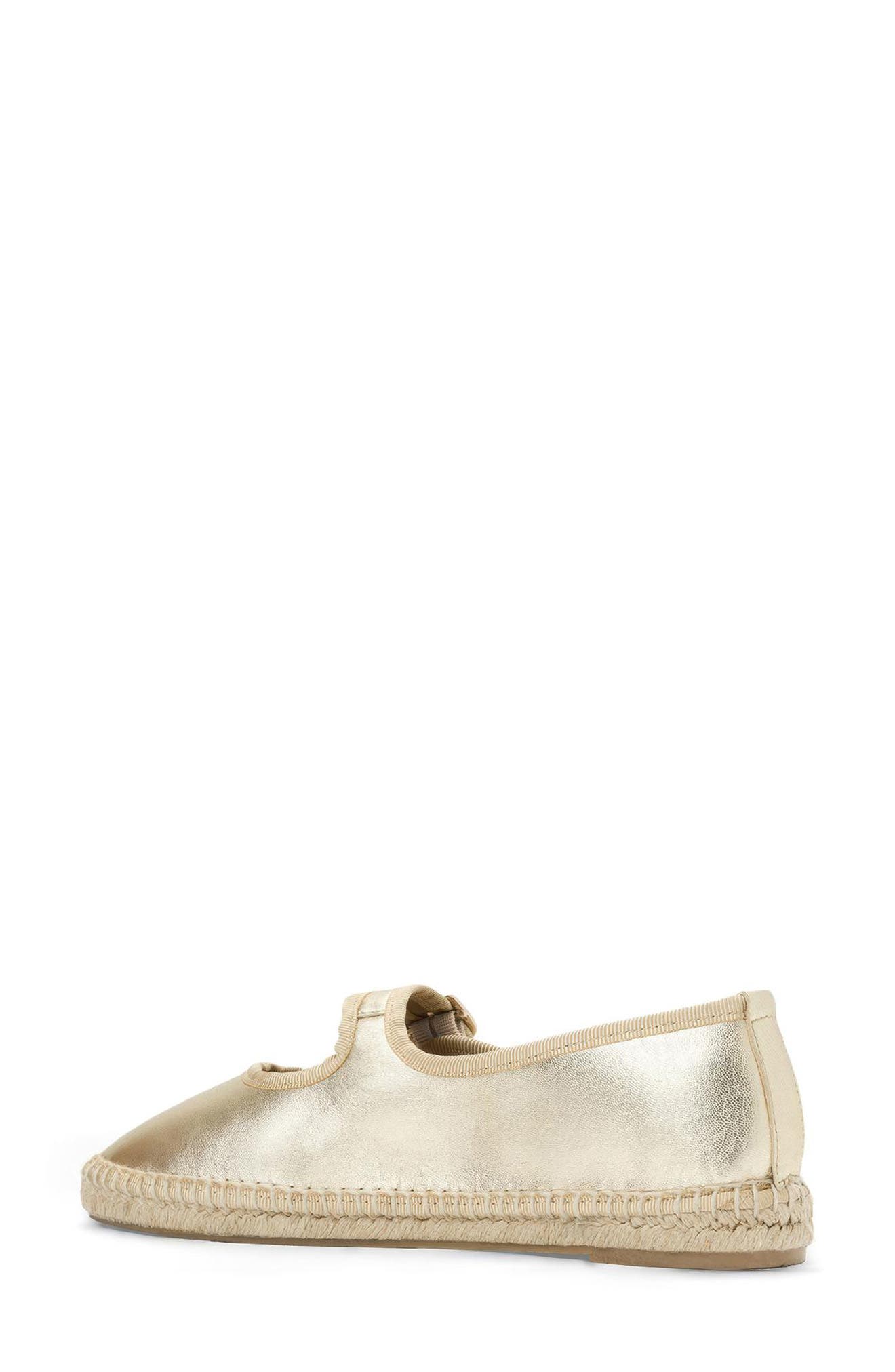 Acora Leather Mary Jane Espadrille Flat, Alternate, color, CHAMPAGNE METALLIC