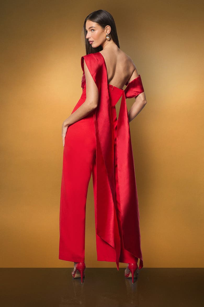 Bardot Contrast Twill Jumpsuit, Alternate, color, Red