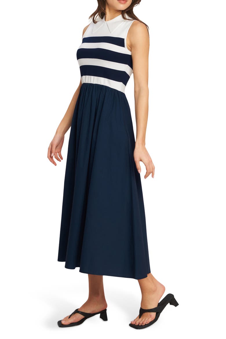 Stripe Sleeveless Twofer Maxi Dress, Alternate, color, IVORY NAVY
