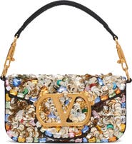 Valentino Garavani Small Locò VLOGO Paillette & Crystal Silk Satin Shoulder Bag