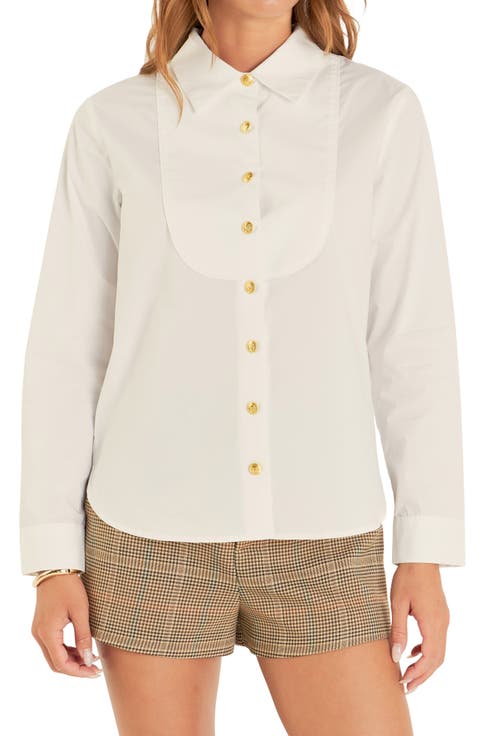 Bib Collar Cotton Shirt