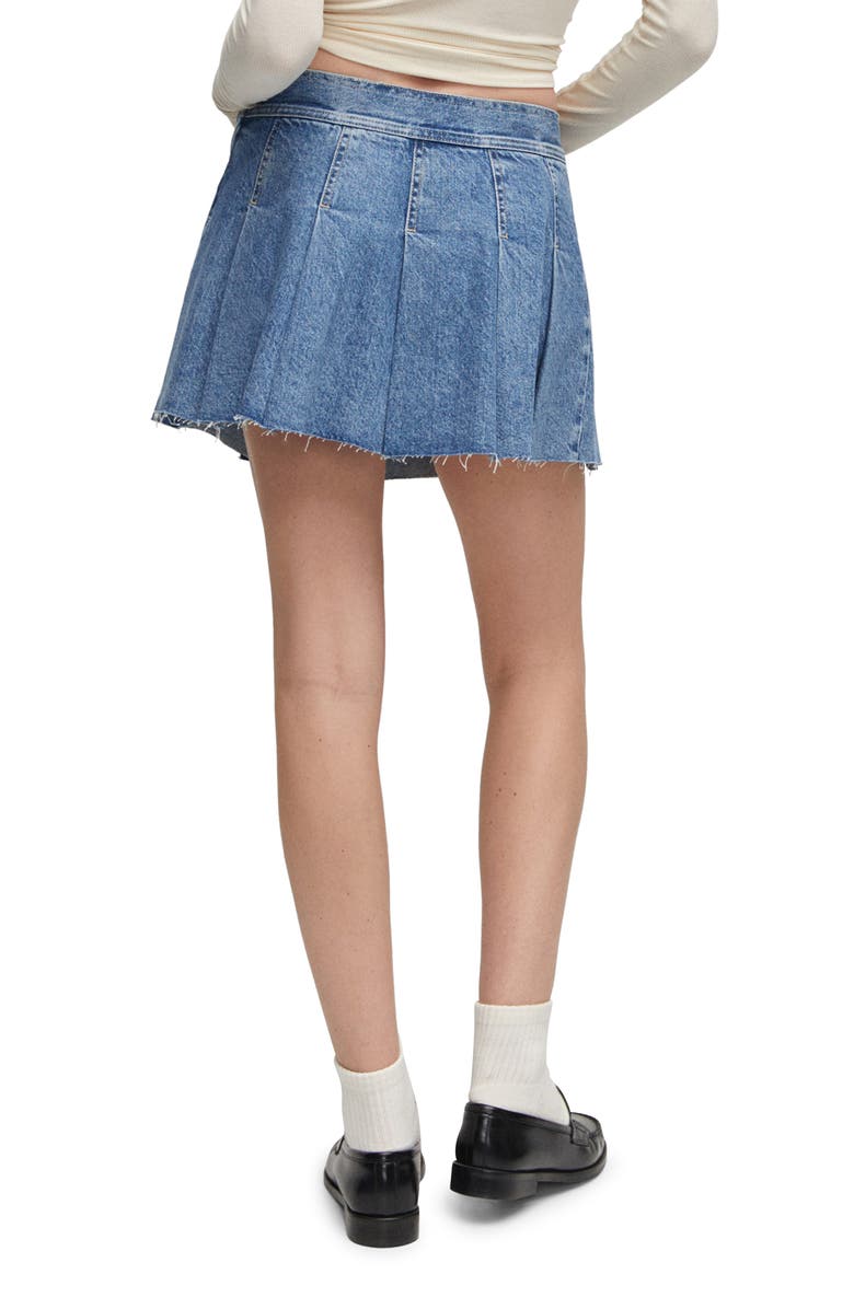 MANGO Pleated Denim Miniskirt, Alternate, color,