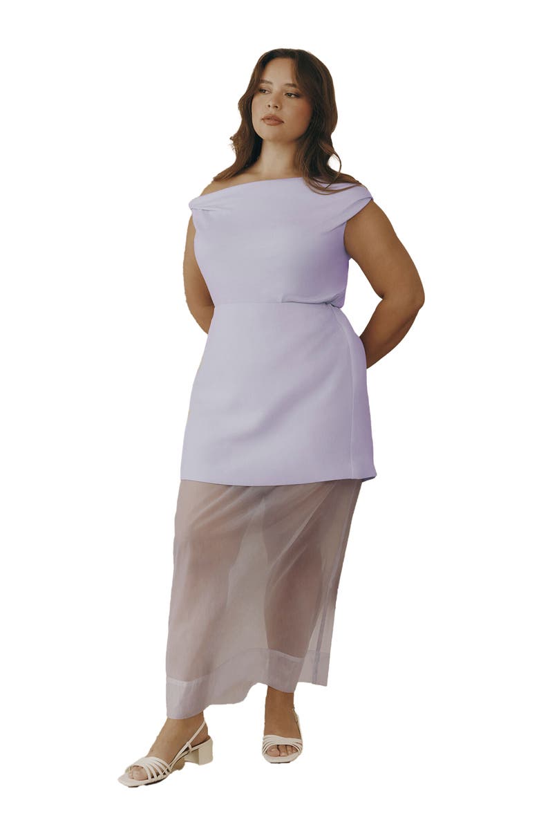 ELOQUII Organza Twofer Skirt, Main, color, Pastel Lilac