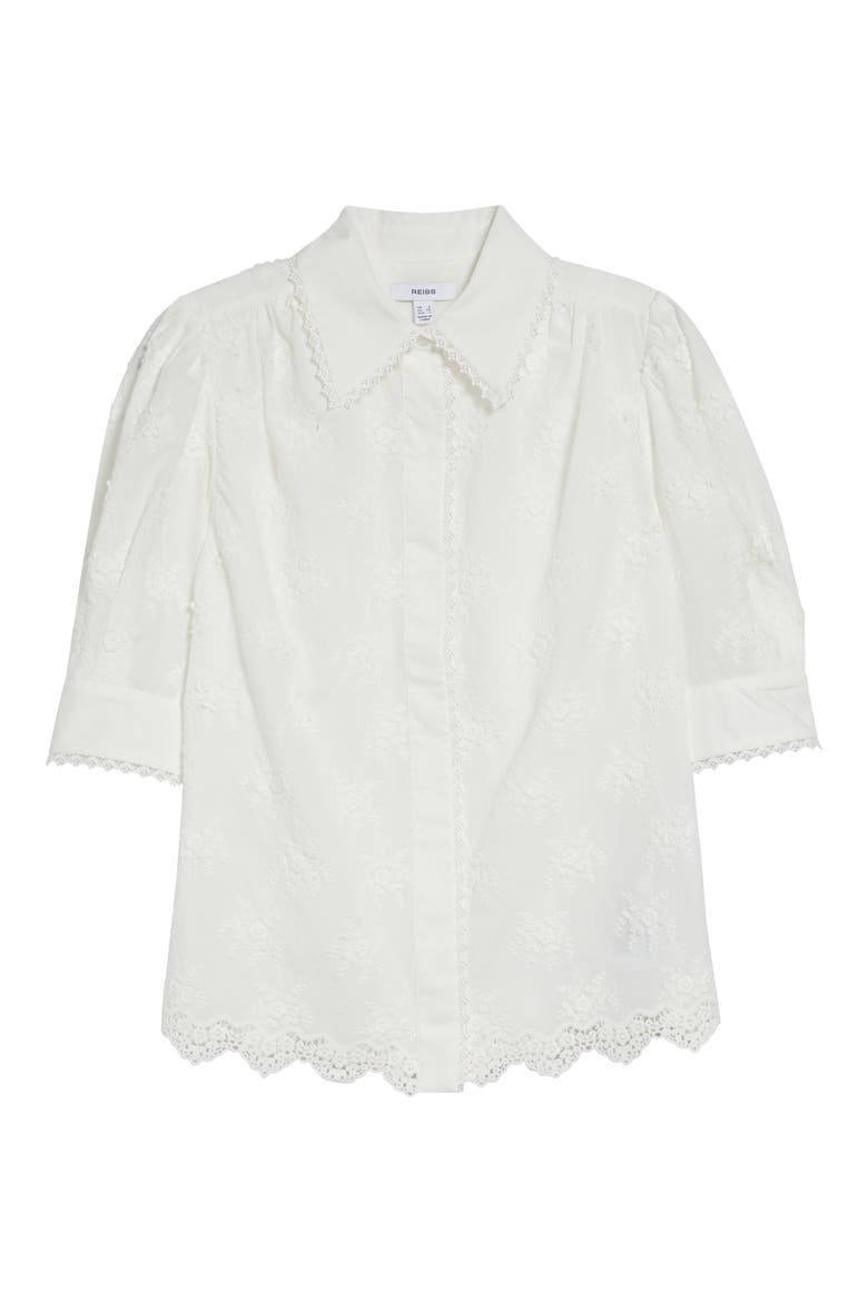 Edwina Floral Embroidered Button-Up Shirt, Alternate, color, IVORY