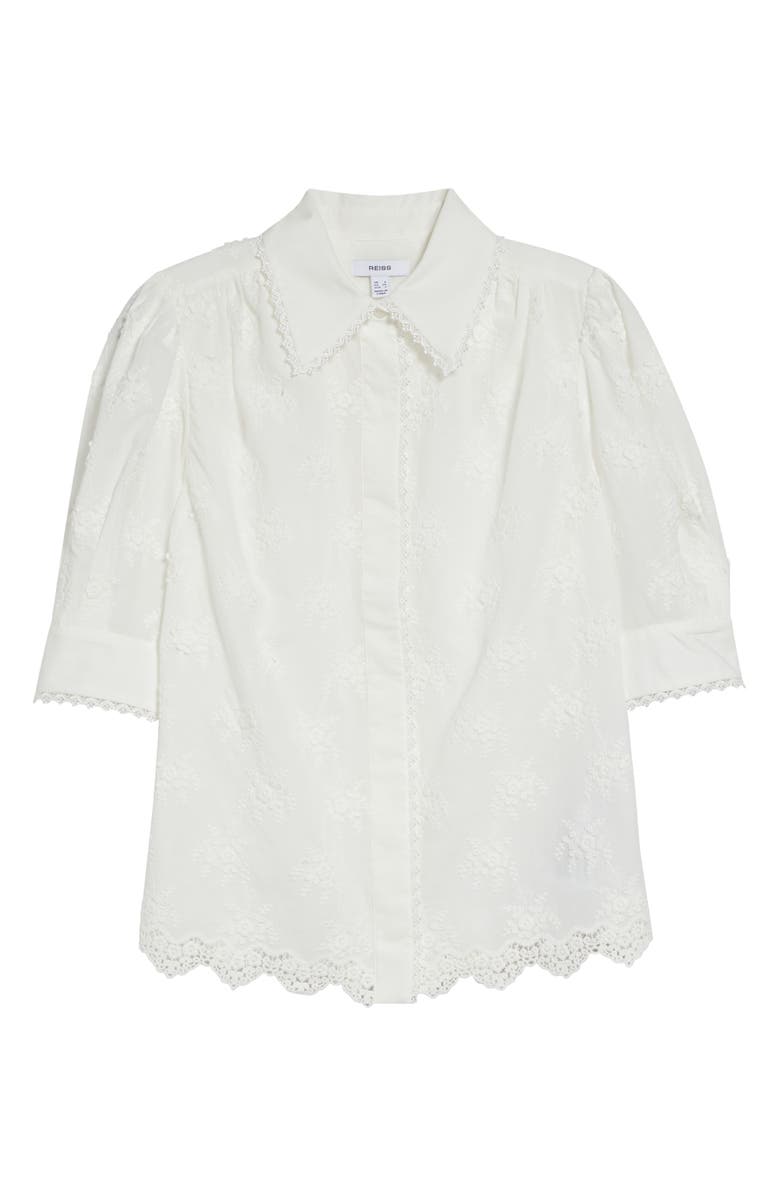Reiss Edwina Floral Embroidered Button-Up Shirt, Main, color, Ivory