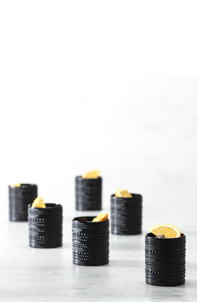 Fortessa Jupiter Set of 6 Double Old Fashion Glasses, Alternate, color, Black