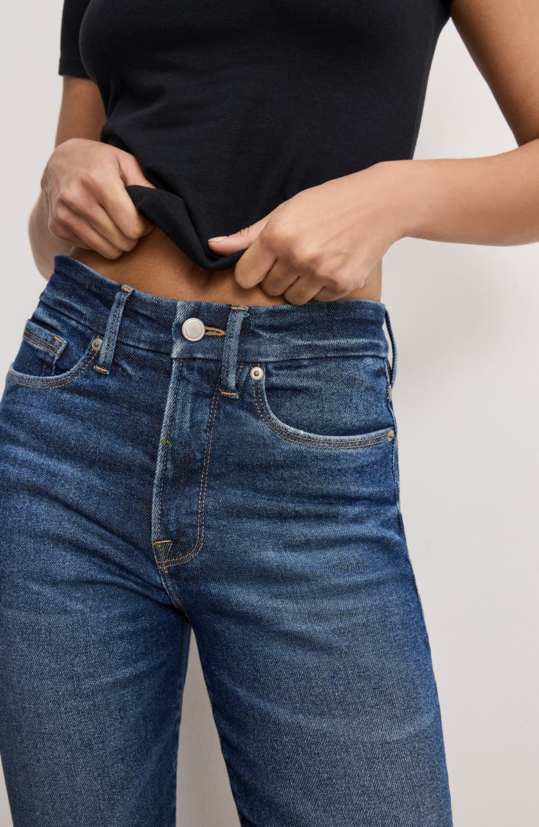 Good American Good Legs Chewed Hem Ankle Straight Leg Jeans, Alternate, color, Indigo765