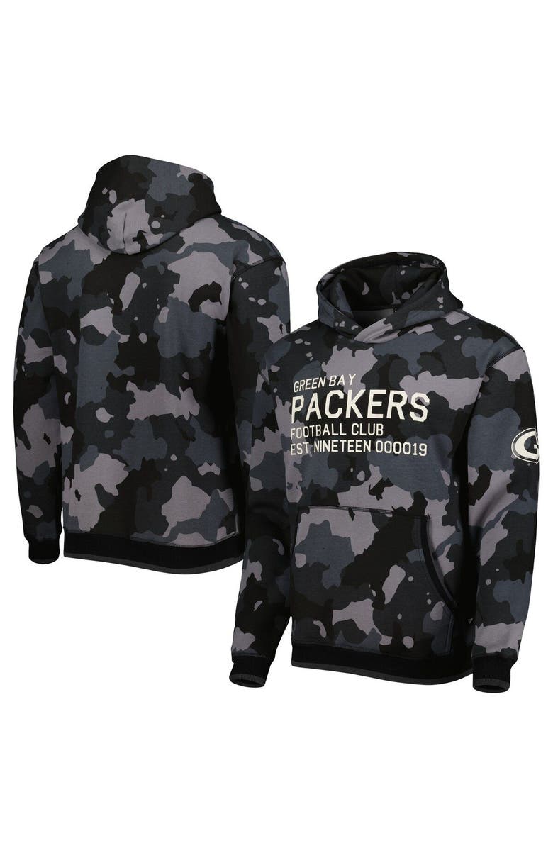 THE WILD COLLECTIVE Men's The Wild Collective Black Green Bay Packers Camo Pullover Hoodie, Main, color, 