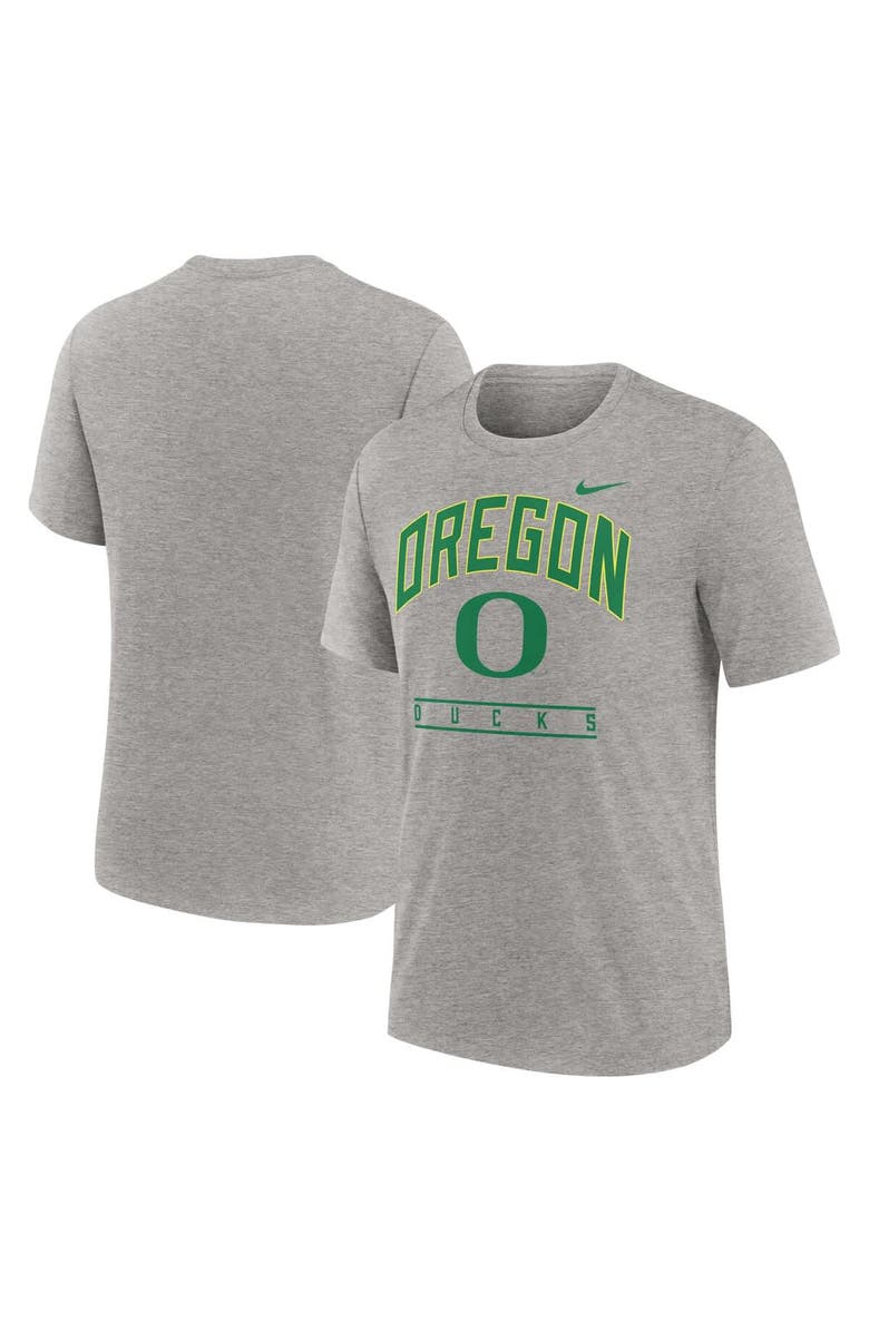 Nike Men's Nike Heather Gray Oregon Ducks Arch Over Logo Tri-Blend T-Shirt, Alternate, color, Heather Gray