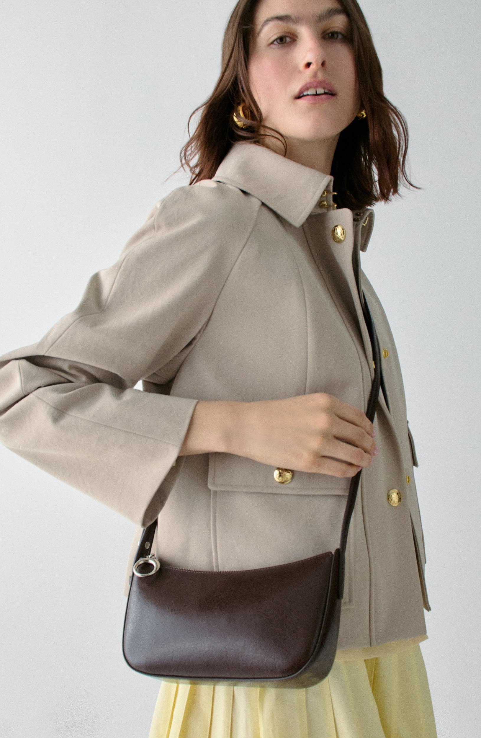 Kate Spade New York halo glazed leather crossbody bag, Alternate, color, Hot Fudge