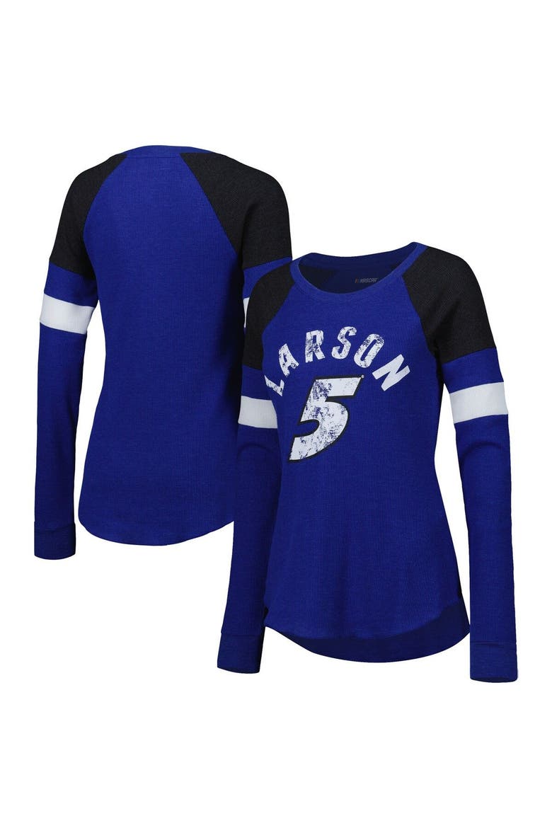 Women's G-III 4Her by Carl Banks Royal Kyle Larson Action Tri-Blend Thermal Raglan Long Sleeve T-Shirt, Main, color, Royal