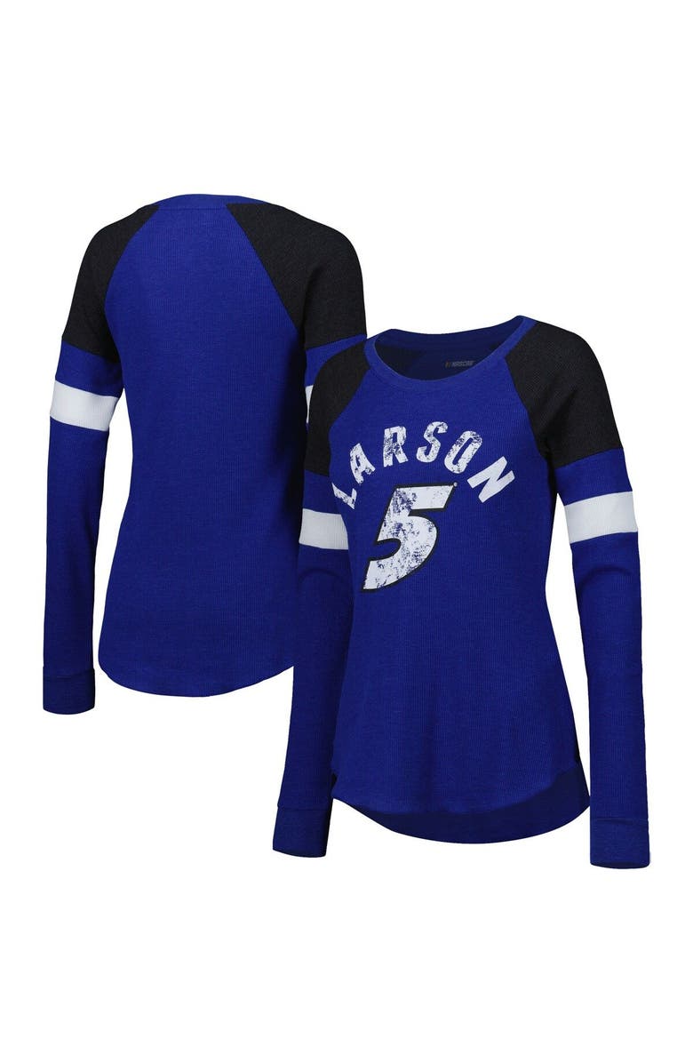 G-III 4HER BY CARL BANKS Women's G-III 4Her by Carl Banks Royal Kyle Larson Action Tri-Blend Thermal Raglan Long Sleeve T-Shirt, Main, color, 