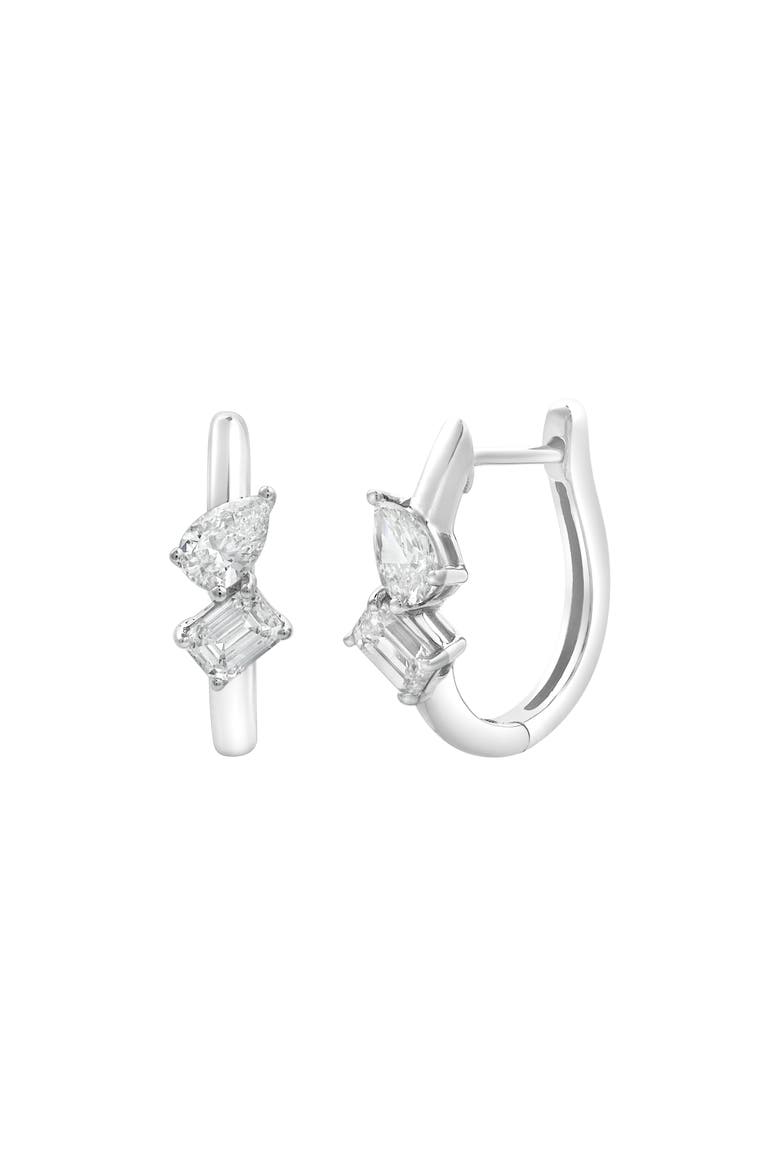 Saela 14K Gold Lab Grown Diamond Huggies - 0.50 Ct, Main, color, 14K White Gold