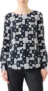 Akris punto Dot Print Silk Boat Neck Top