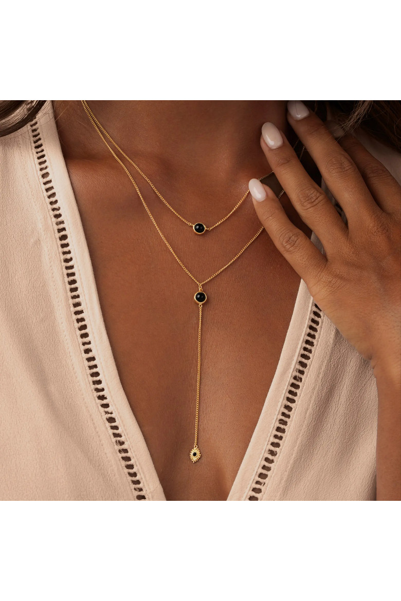 Mystic Drift Onyx Lariat Necklace, Alternate, color, Gold/Black