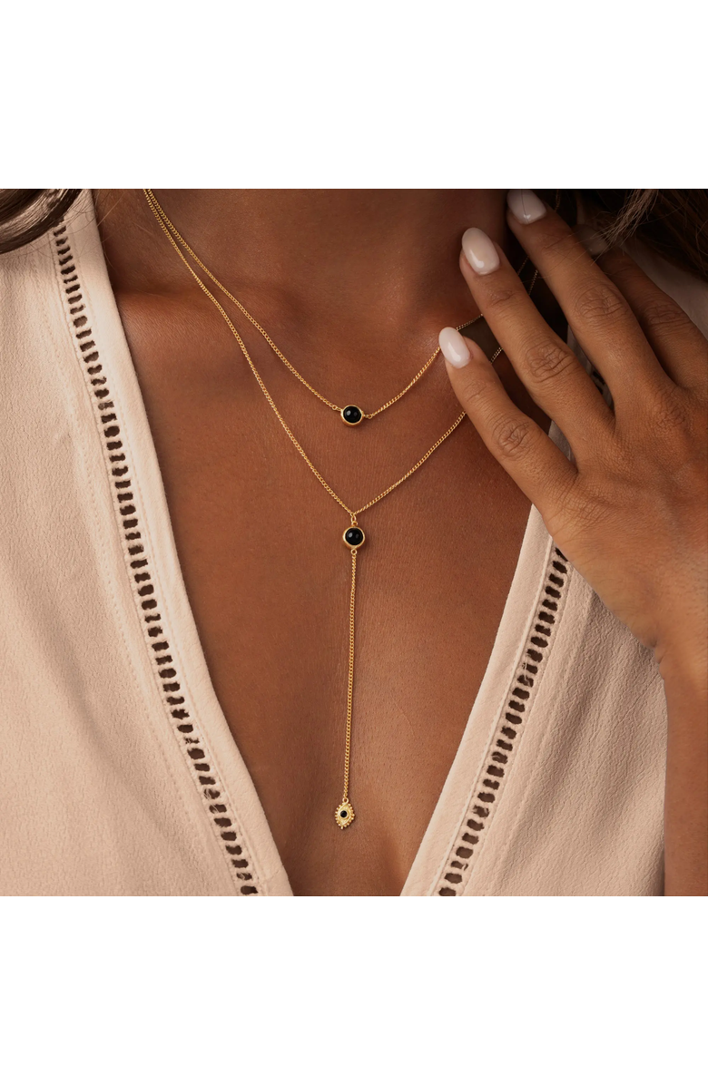 Karma and Luck Mystic Drift Onyx Lariat Necklace, Alternate, color, Gold/Black