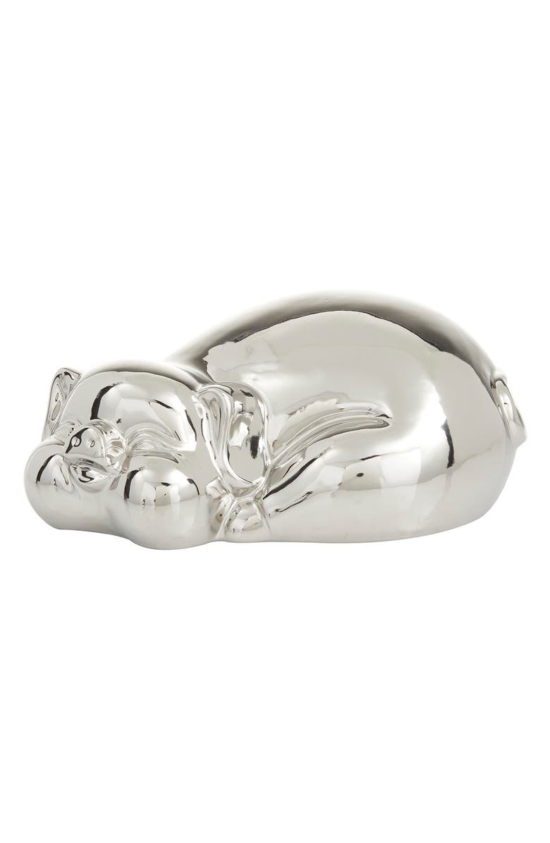 COSMO BY COSMOPOLITAN Silvertone Porcelain Glam Pig Sculpture, Main, color, Silver