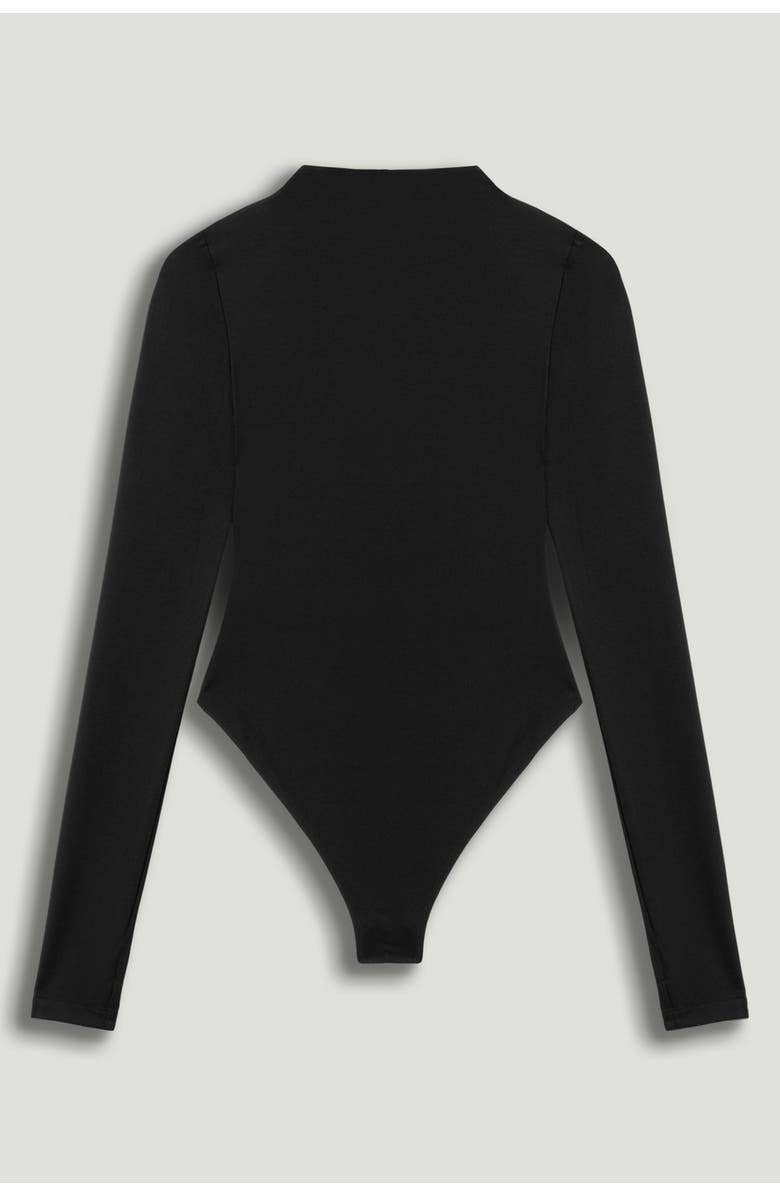 Nocturne Long-Sleeve Jersey Bodysuit, Alternate, color, Black