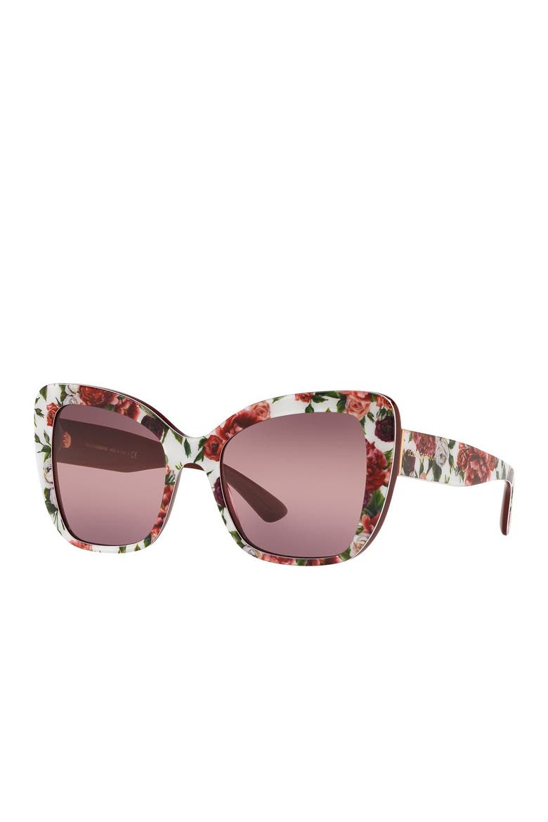 54mm Gradient Butterfly Sunglasses, Alternate, color, HAVANA MULTI/ PINKI GRADIENT