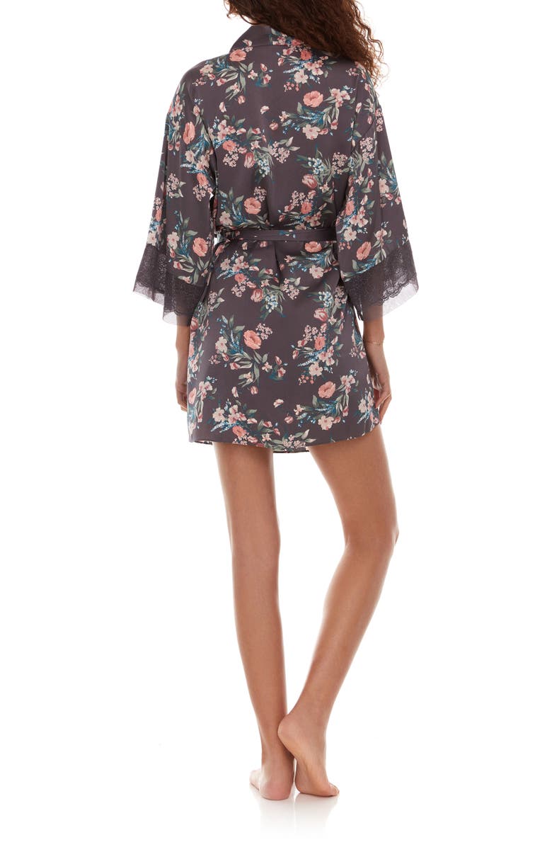 Flora Nikrooz Andrea Floral Lace Trim Robe, Alternate, color, 