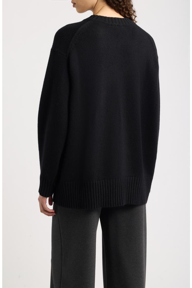 Organic Cotton & Recycled Cashmere Crewneck Sweater, Alternate, color, BLACK