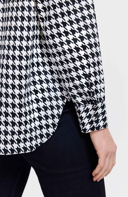 Foxcroft Meghan Houndstooth Cotton Button-up Shirt In Black