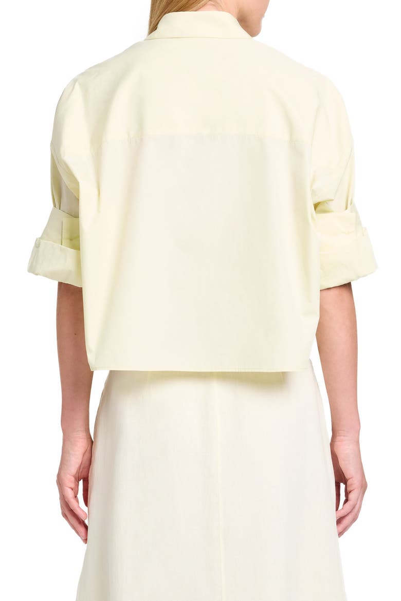 Next Ex Crop Linen Button-Up Shirt, Alternate, color, GLASS GREEN