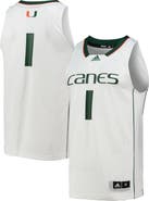 adidas Men's adidas #1 White Miami Hurricanes Team Swingman Basketball Jersey