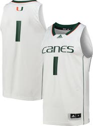 adidas Men's adidas #1 White Miami Hurricanes Team Swingman Basketball Jersey