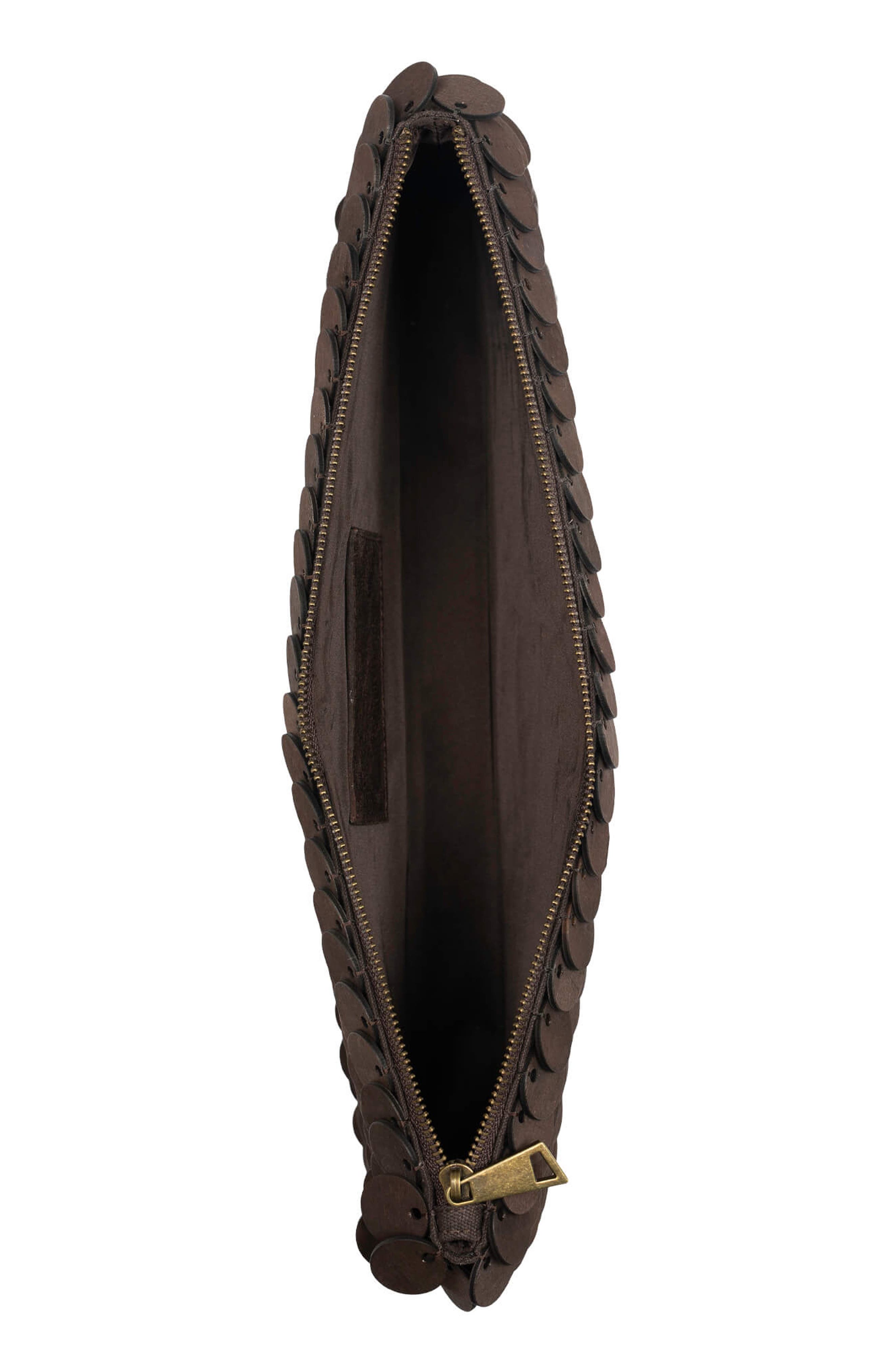 Jeffrey Campbell Madera Wooden Disc Clutch, Alternate, color, Brown Combo