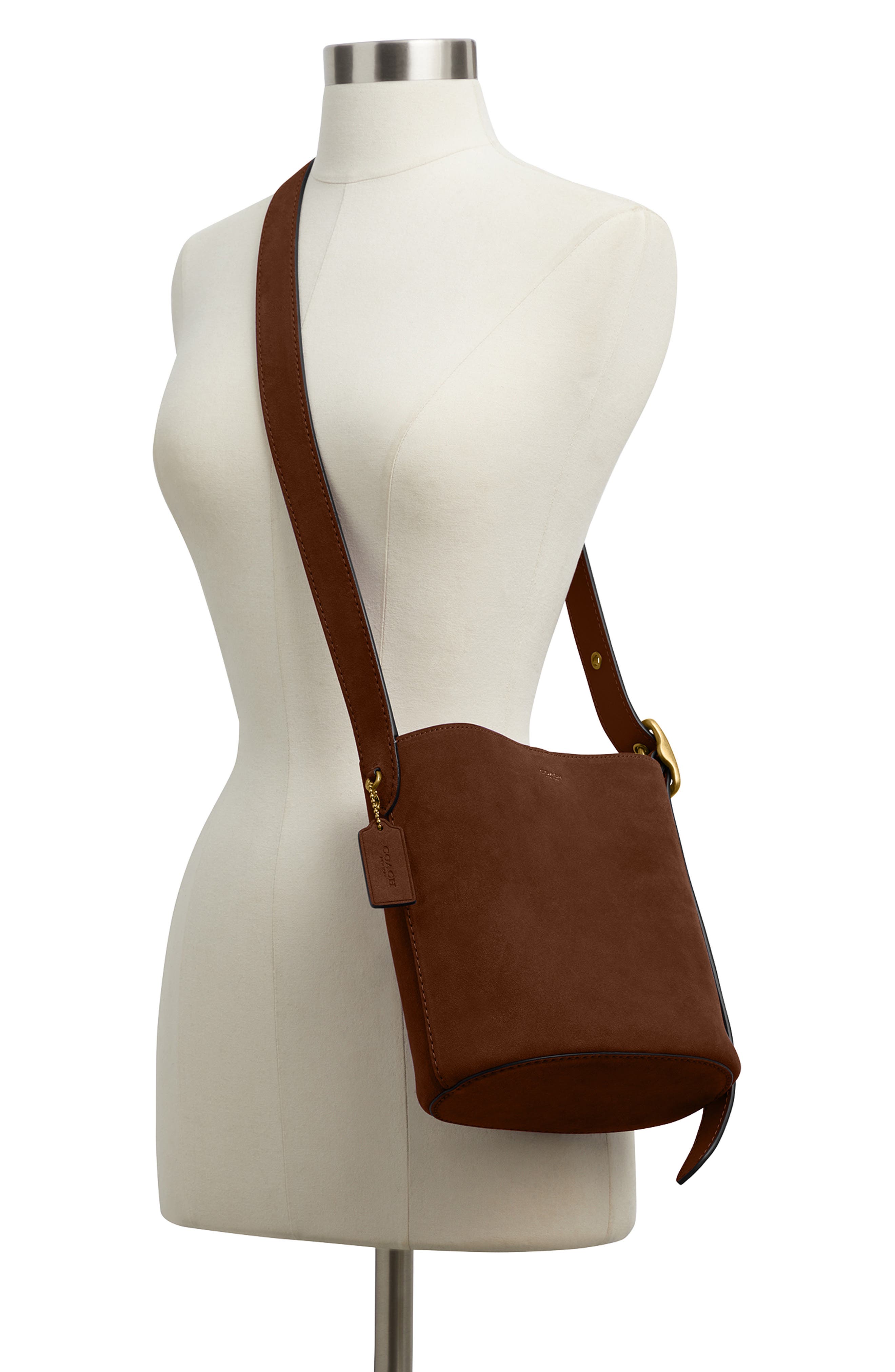 COACH Bleecker Suede Crossbody Bag, Alternate, color, B4/ Warm Brown