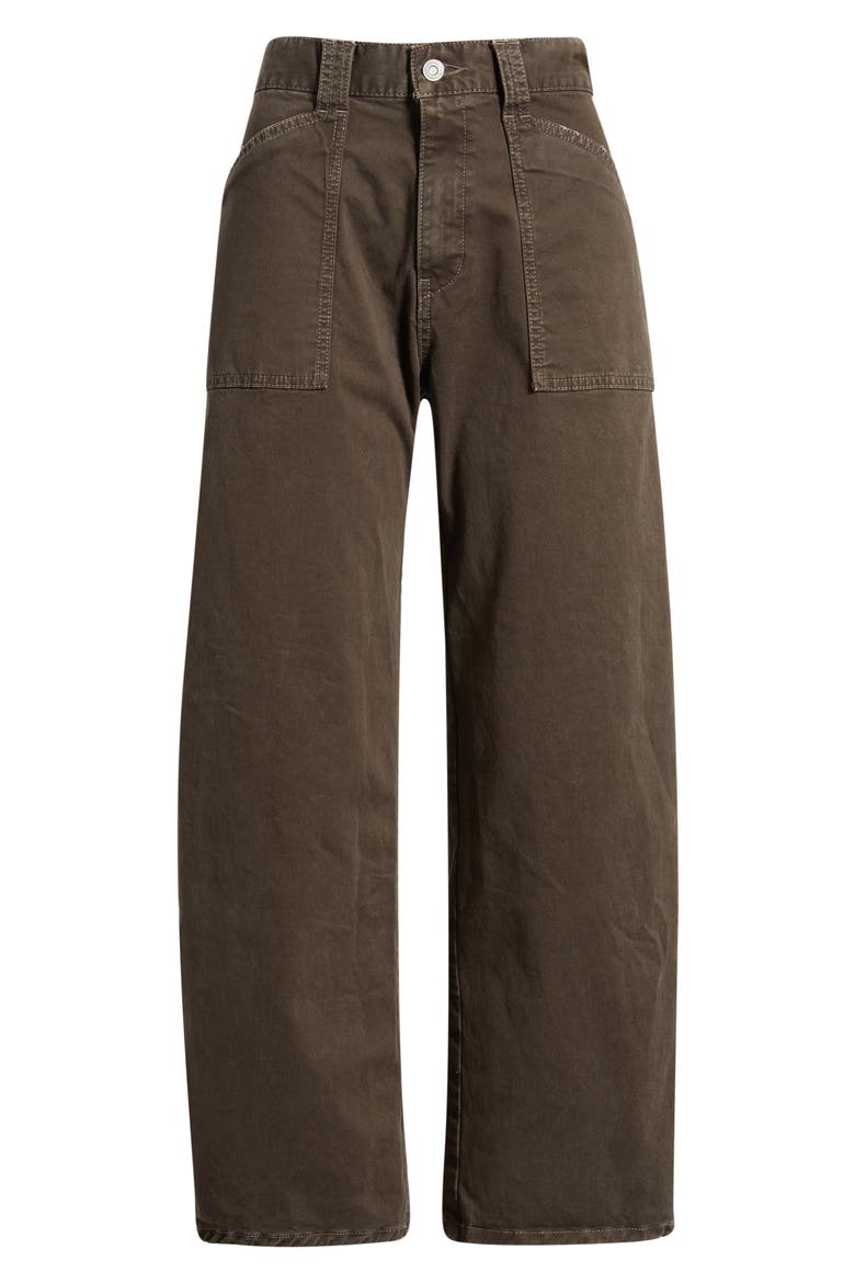 Pomonok High Waist Stretch Cotton Twill Ankle Pants, Alternate, color, BROWN