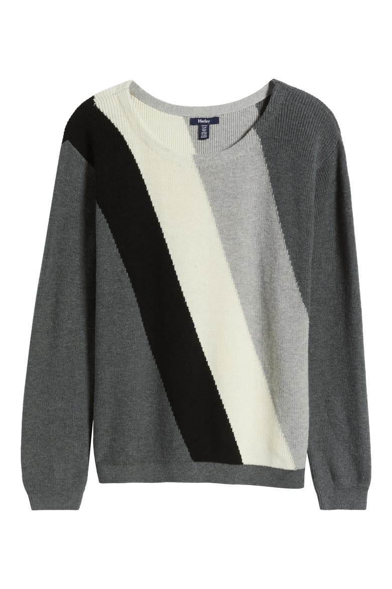 Devon Stripe Cotton & Cashmere Sweater, Alternate, color, GREY