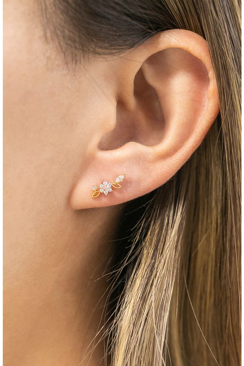 Sparkle Flower Piercing Style Single Stud Earring, Alternate, color, GOLD